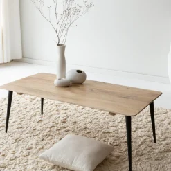 Table basse rectangle en bois de manguier et métal Aimée