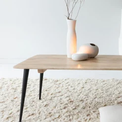 Table basse rectangle en bois de manguier et métal Aimée