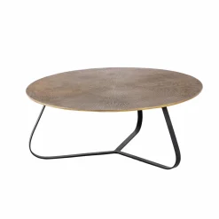 Table basse ronde en aluminium doré et métal noir Aurèle