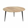 Table basse ronde en bois de manguier et métal Aimée