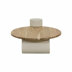 Table basse ronde en bois effet béton et bois d'acacia Dalva