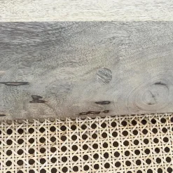 Table basse ronde en bois et en cannage Lucie