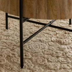 Table basse ronde en bois et en cannage Lucie