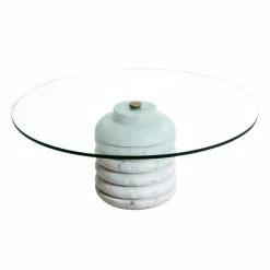 Table basse ronde en marbre et verre Lara