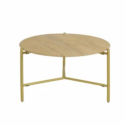 Table basse ronde en marbre et métal doré Cerys