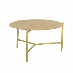 Table basse ronde en marbre et métal doré Cerys