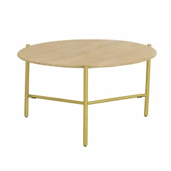 Table basse ronde en marbre et métal doré Cerys