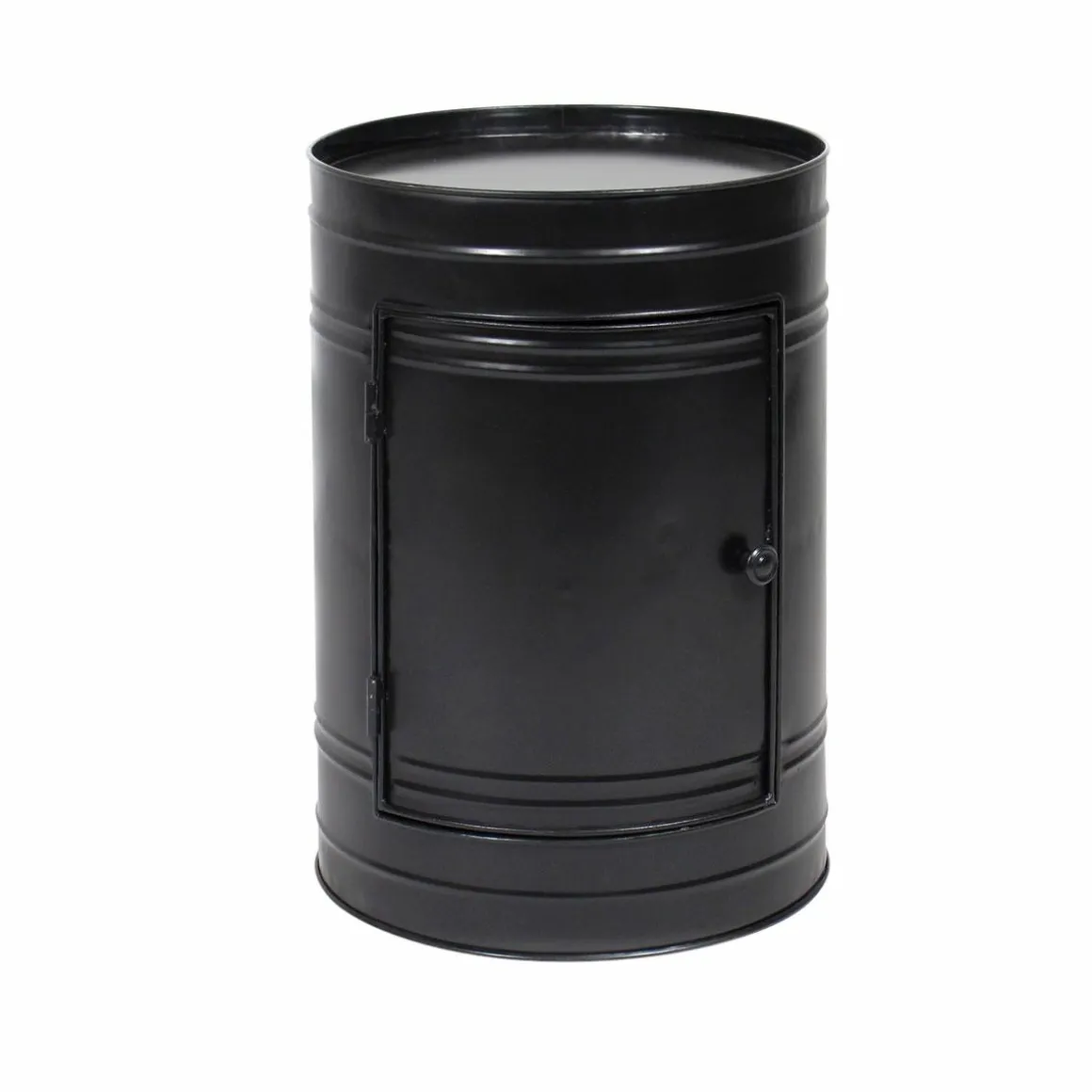 Table de chevet bidon en métal noir Meryl