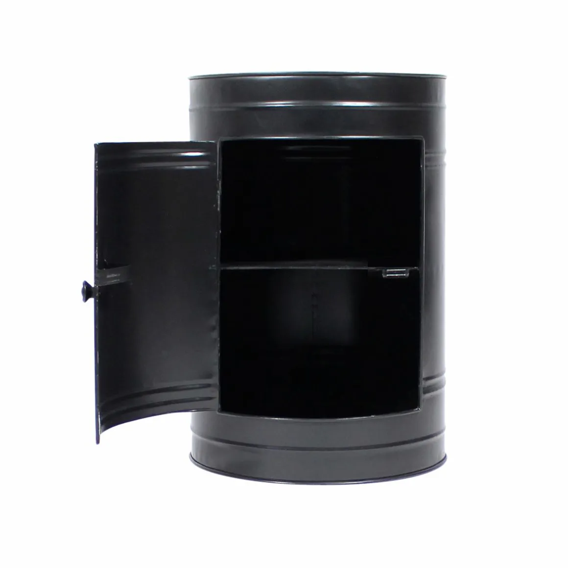 Table de chevet bidon en métal noir Meryl