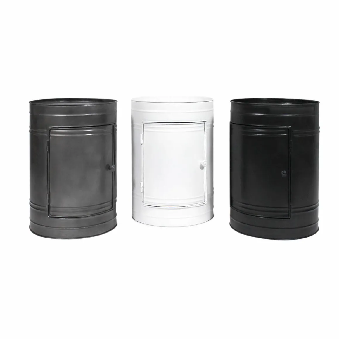 Table de chevet bidon en métal noir Meryl