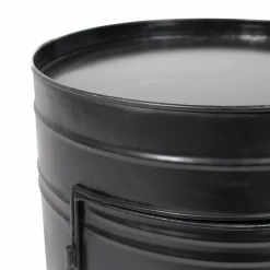 Table de chevet bidon en métal noir Meryl