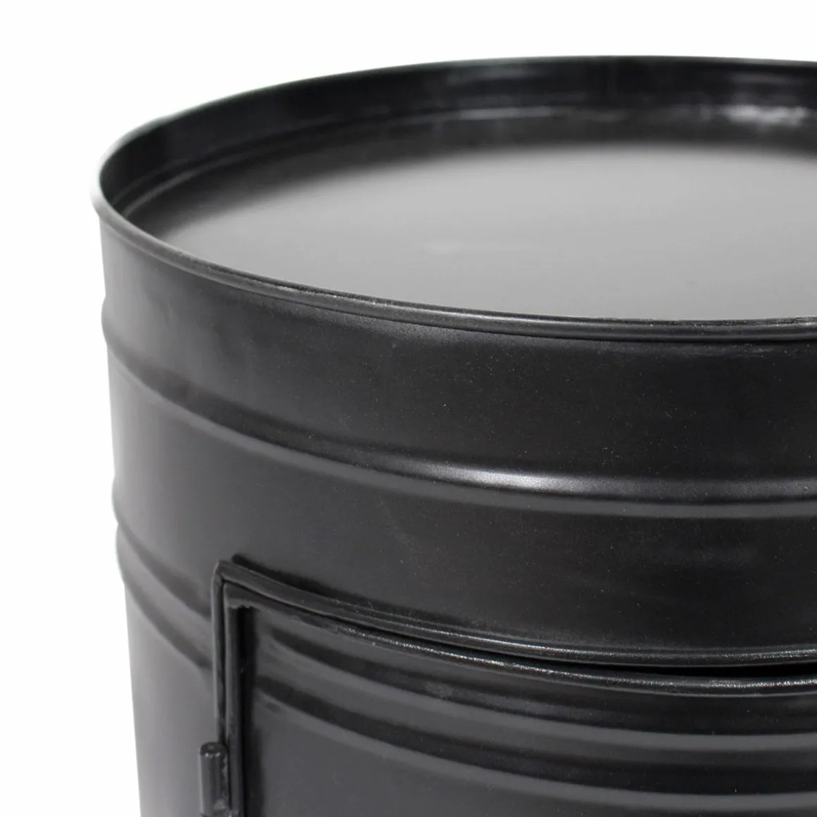 Table de chevet bidon en métal noir Meryl