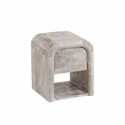 Table de chevet blanchie en bois de manguier Gilda