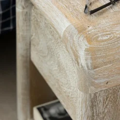 Table de chevet blanchie en bois de manguier Gilda
