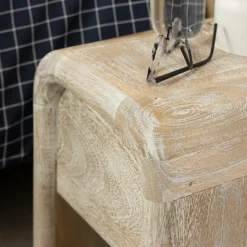 Table de chevet blanchie en bois de manguier Gilda