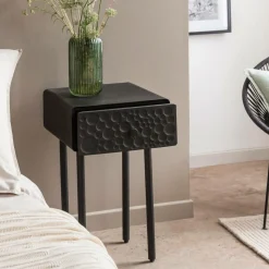 Table de chevet en bois de manguier et métal Liv