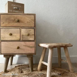Table de chevet en bois de manguier 4 tiroirs Maëva