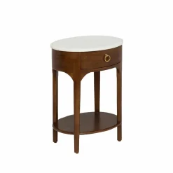 Table de chevet en manguier et marbre Enoa