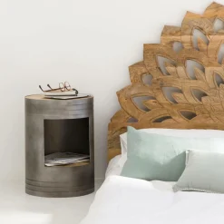 Table de chevet en métal gris Locker