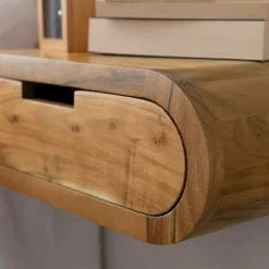 Table de chevet murale arrondie en bois d'acacia Orane