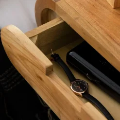 Table de chevet murale arrondie en bois d'acacia Orane