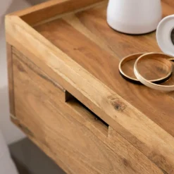 Table de chevet murale carrée en bois d'acacia Orane