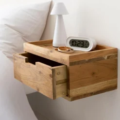 Table de chevet murale carrée en bois d'acacia Orane