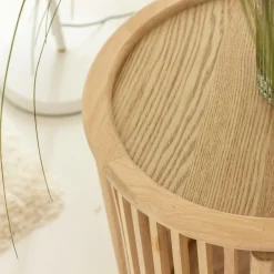Table de chevet ronde en bois de pin Vénus