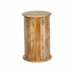 Table de chevet ronde en bois de manguier avec porte Maëva