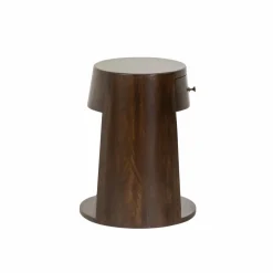 Table de chevet ronde en bois de manguier Isao