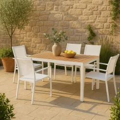 Table de jardin blanche en aluminium Ayden