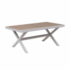 Table de jardin blanche et effet bois en aluminium Ayden