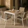 Table de jardin carrée en aluminium blanc Ayden