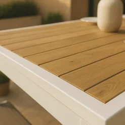 Table de jardin carrée en aluminium blanc Ayden