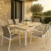 Table de jardin en aluminium blanc et effet bois Ayden