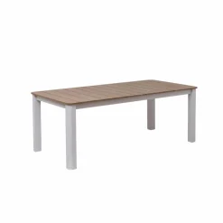 Table de jardin en aluminium blanc et effet bois Ayden