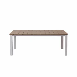 Table de jardin en aluminium blanc et effet bois Ayden