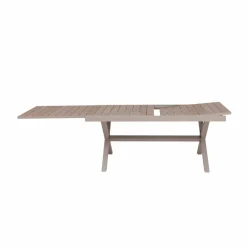 Table de jardin taupe et effet bois en aluminium Ayden