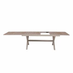 Table de jardin taupe et effet bois en aluminium Ayden