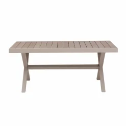 Table de jardin taupe et effet bois en aluminium Ayden