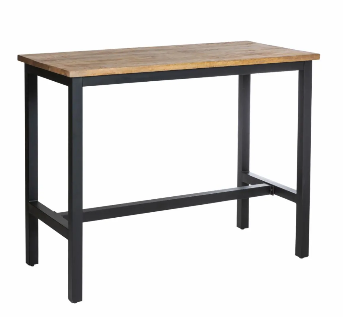 Table haute en bois de manguier et métal Petra