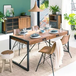 Table à manger avec allonges en bois d'acacia Havana