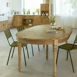 Table à manger avec allonges en bois recyclé Garance