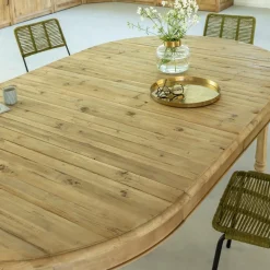 Table à manger avec allonges en bois recyclé Garance