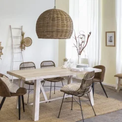 Table à manger avec allonges en bois de manguier blanchi Terra