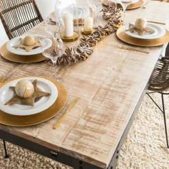 Table à manger avec allonges en bois de manguier et métal Locker