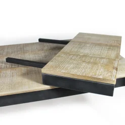 Table à manger avec allonges en bois de manguier et métal Locker