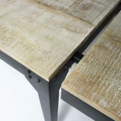 Table à manger avec allonges en bois de manguier et métal Locker