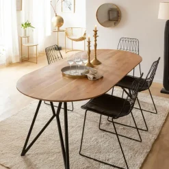 Table à manger ovale en bois d'acacia Ivan
