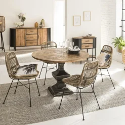 Table à manger ronde en bois de manguier Vitto